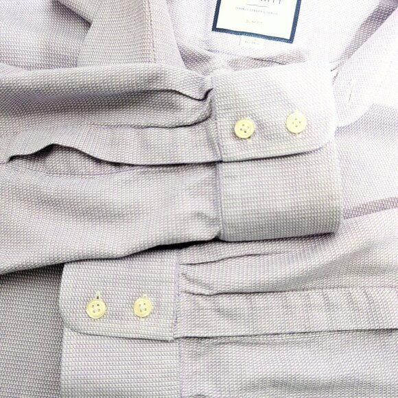 Charles Tyrwhitt Slim Fit Dress Shirt 18 Lilac Textured 100% Cotton L/S - Picture 10 of 10